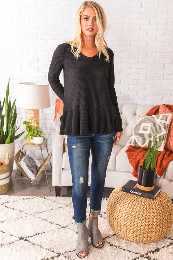 Merlot At The Lodge Knit Top in Black