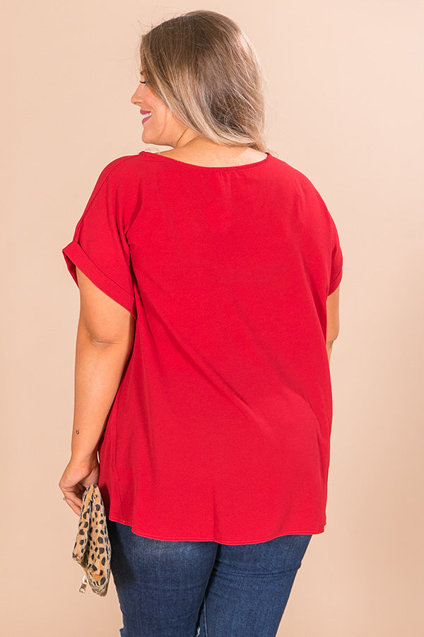 Wine Tour Front Tie Top in Red Curves Image - 4