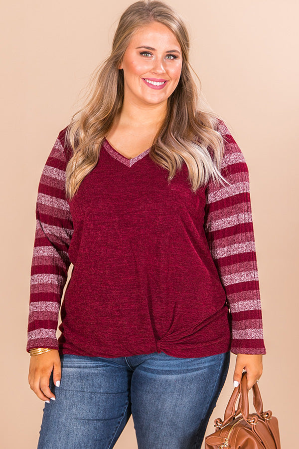 Sippin' Merlot Stripe Top in Merlot Curves Image - 1