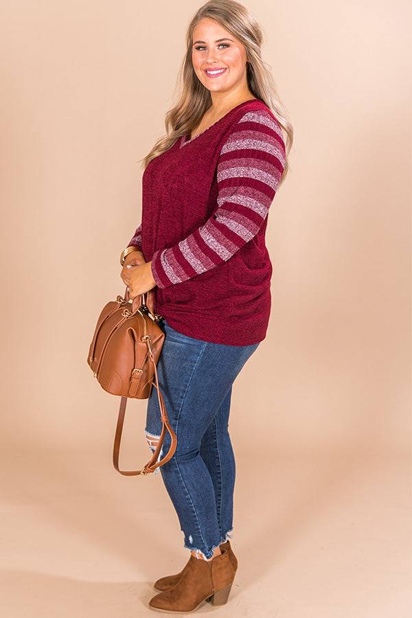 Sippin' Merlot Stripe Top in Merlot Curves Image - 3