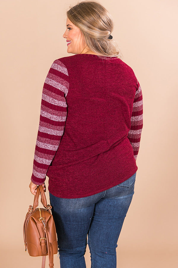 Sippin' Merlot Stripe Top in Merlot Curves Image - 4