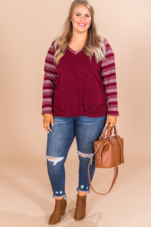 Sippin' Merlot Stripe Top in Merlot Curves Image - 2