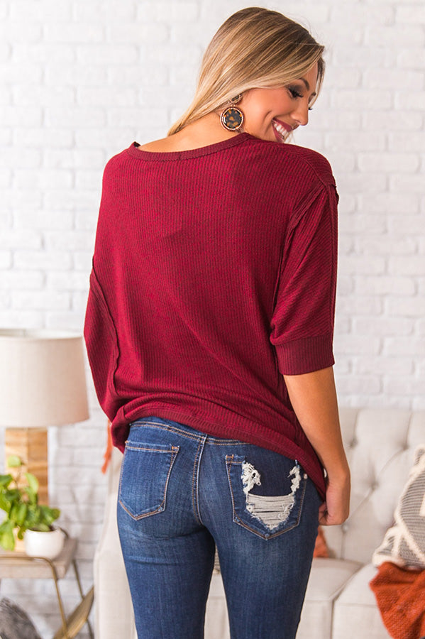 Vineyard Cuddles Shift Top in Wine Image - 4