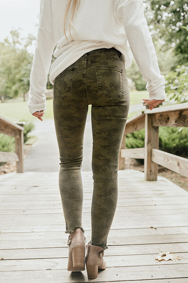 The Cassie Mid Rise Distressed Camo Skinny Image - 4