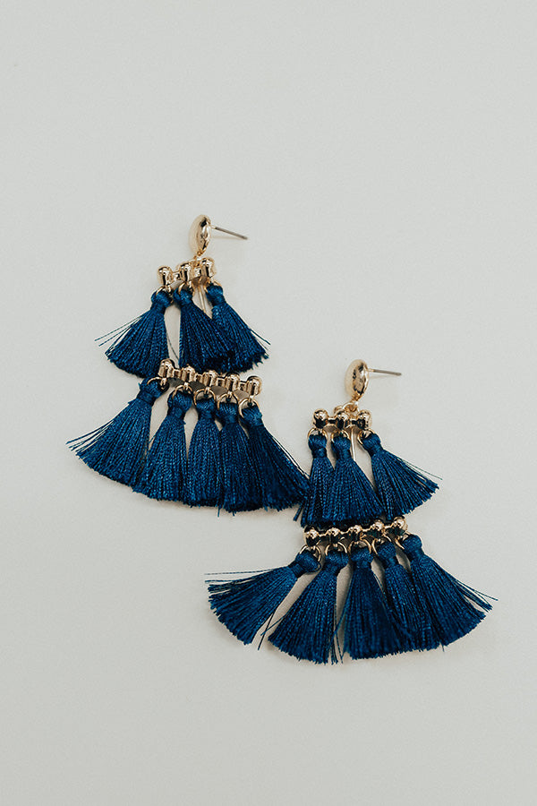 Salsa At Sunset Tassel Earrings in Sapphire Image - 1