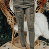 The Keagan High Waist Distressed Skinny in Olive Image - 1