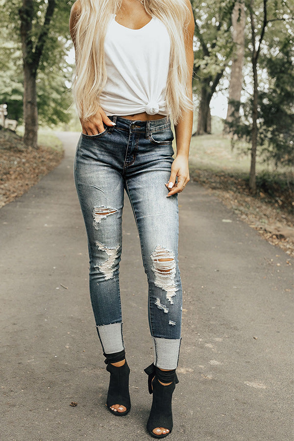 The Gia Mid Rise Distressed Skinny