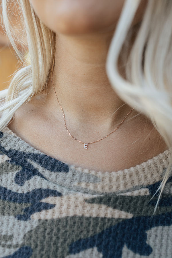 Sparkle Divine Initial Necklace in Rose Gold
