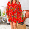 Harvest Happiness Floral Shift Dress in Scarlet Curves Image - 1