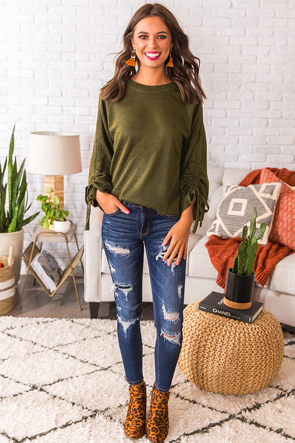 Getting Colder Shift Sweater In Olive