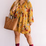 Harvest Happiness Floral Shift Dress in Mustard Curves Image - 1