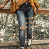 KanCan The Frankie Midrise Distressed Skinny in Dark Wash Image - 1