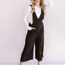 Autumn Getaway Faux Suede Jumpsuit in Black Image - 1