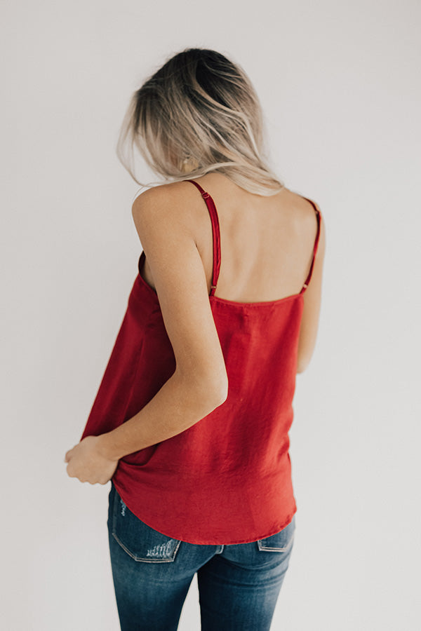 Insta-Worthy Satin Tank in Wine Image - 5