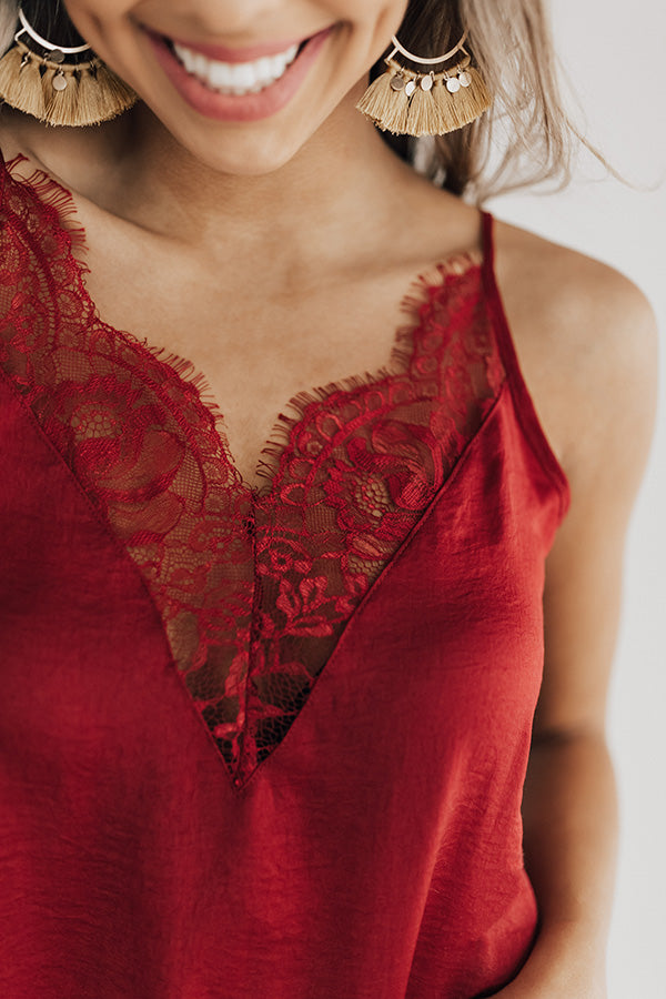 Insta-Worthy Satin Tank in Wine Image - 4