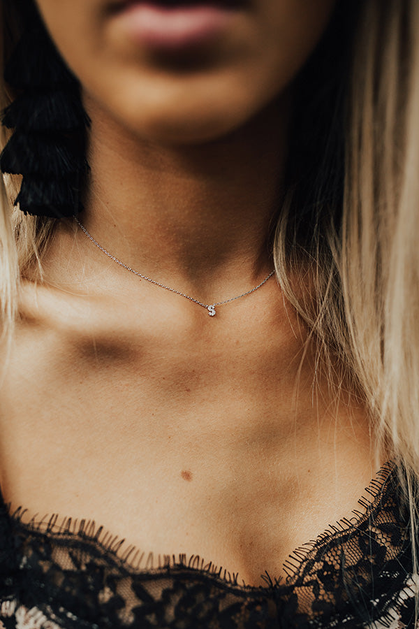 Sparkle Divine Initial Necklace in Silver Image - 1