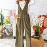 Autumn Getaway Faux Suede Jumpsuit in Olive Image - 1