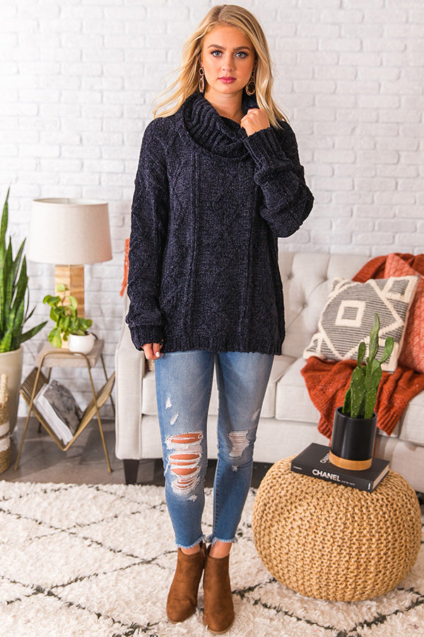 Charleston Cuddles Chenille Sweater in Navy Image - 1