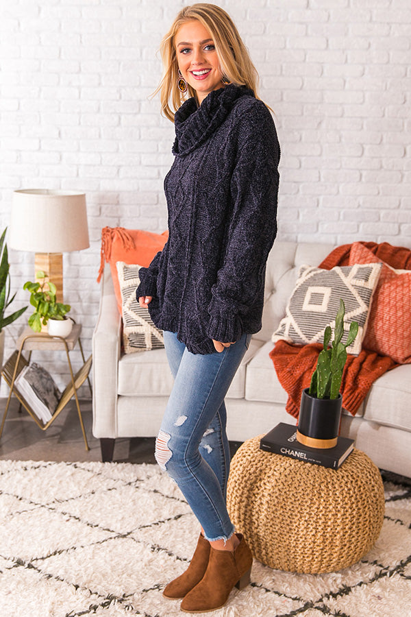 Charleston Cuddles Chenille Sweater in Navy Image - 3