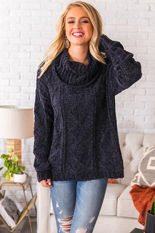 Charleston Cuddles Chenille Sweater in Navy Image - 2