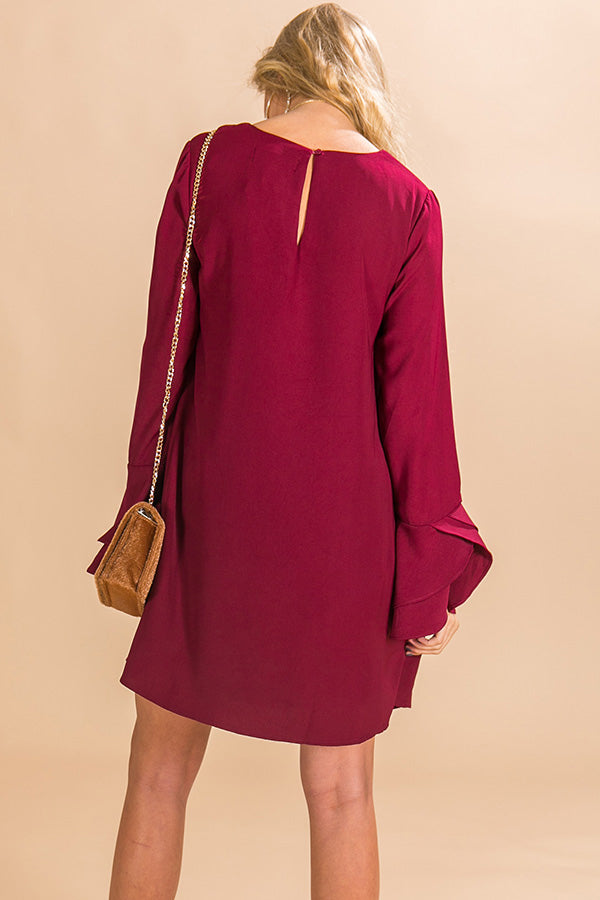 London Happy Hour Shift Dress in Wine Image - 3