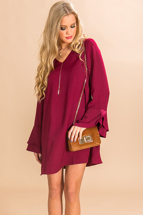 London Happy Hour Shift Dress in Wine Image - 1