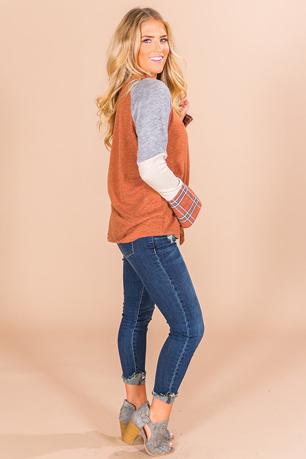 Campfire Classic Color Block Top In Camel Image - 1