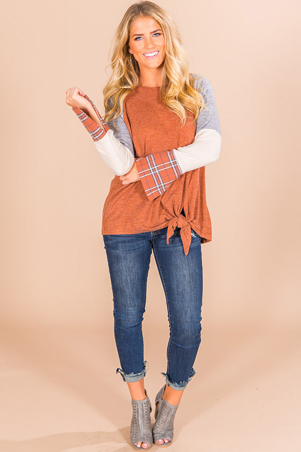 Campfire Classic Color Block Top In Camel Image - 1