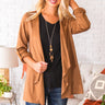Cappuccino Crushing Faux Suede Jacket In Tan Image - 1