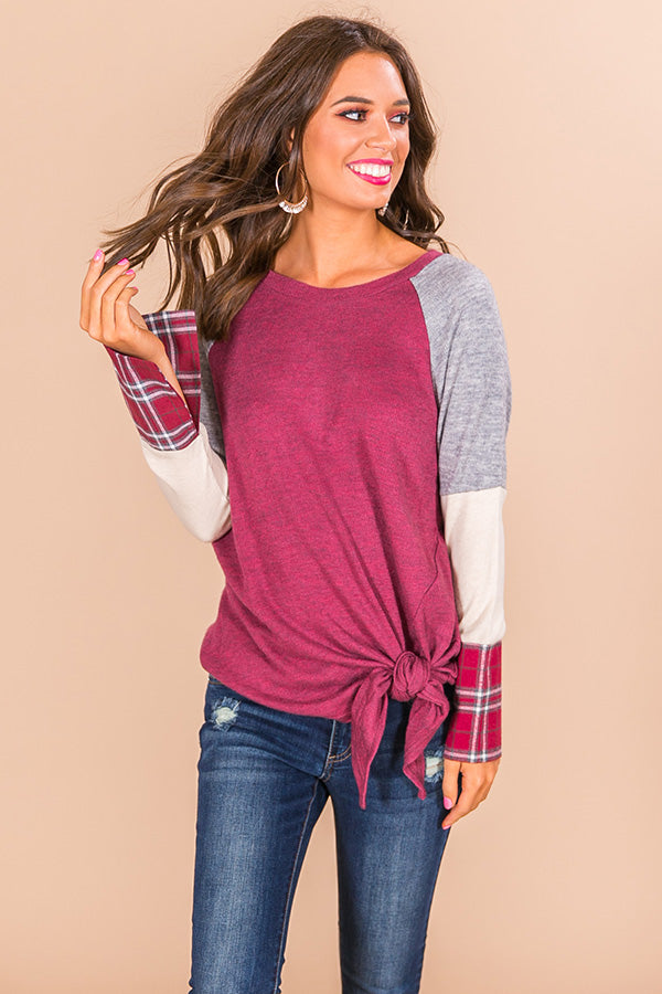 Campfire Classic Color Block Top In Sangria Image - 2
