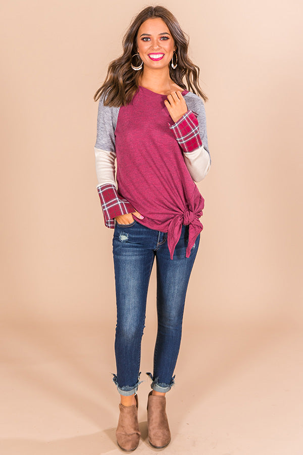 Campfire Classic Color Block Top In Sangria Image - 1