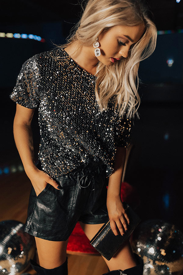 The Main Event Sequin Shift Top In Silver
