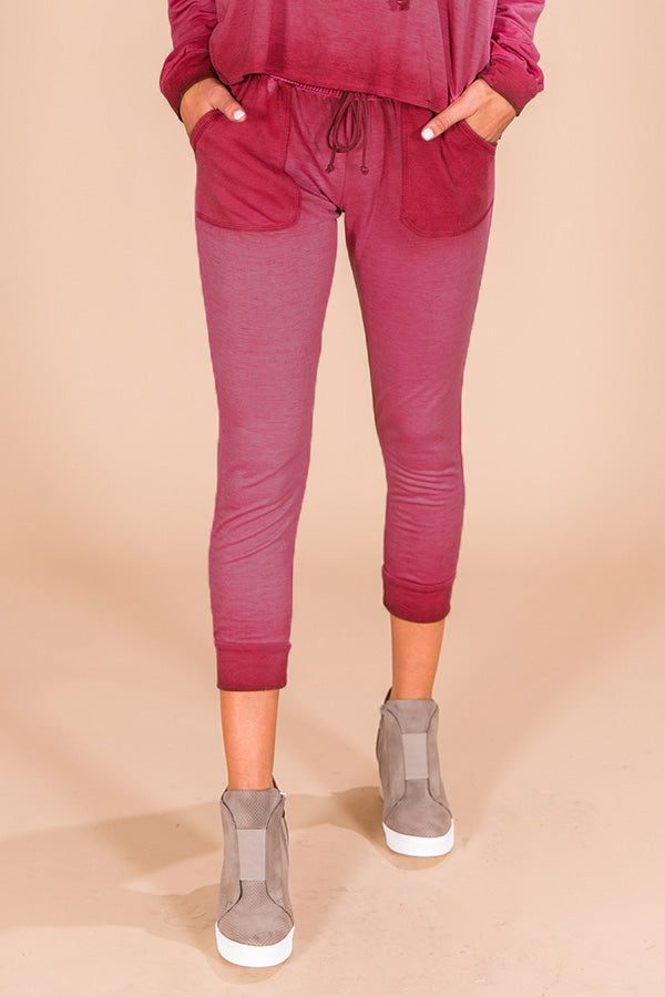 Time To Chill Vintage Wash Joggers In Sangria Image - 1