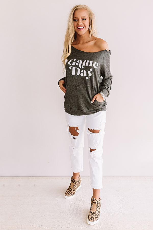 Game Day Sweatshirt In Charcoal Image - 1
