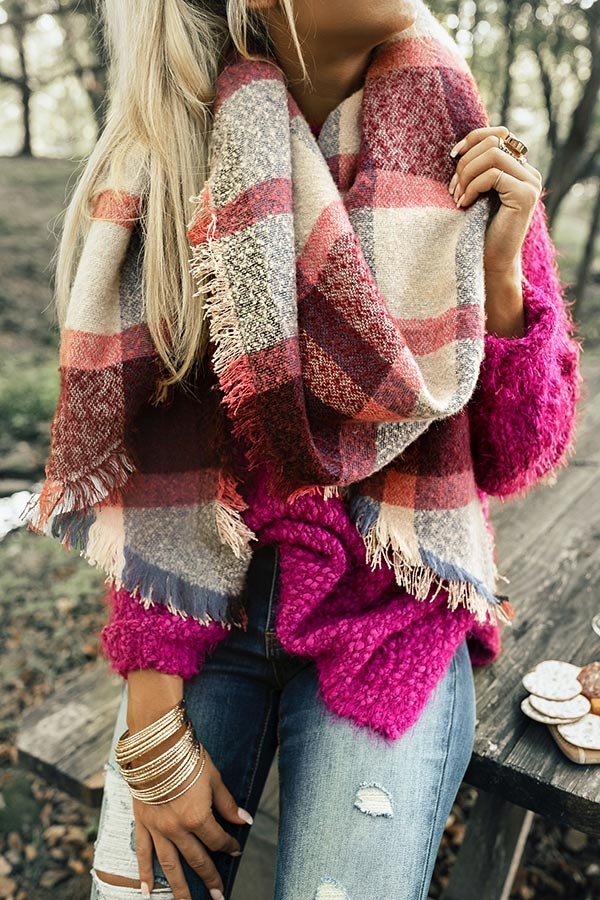 Merlot At The Cabin Plaid Scarf Image - 1