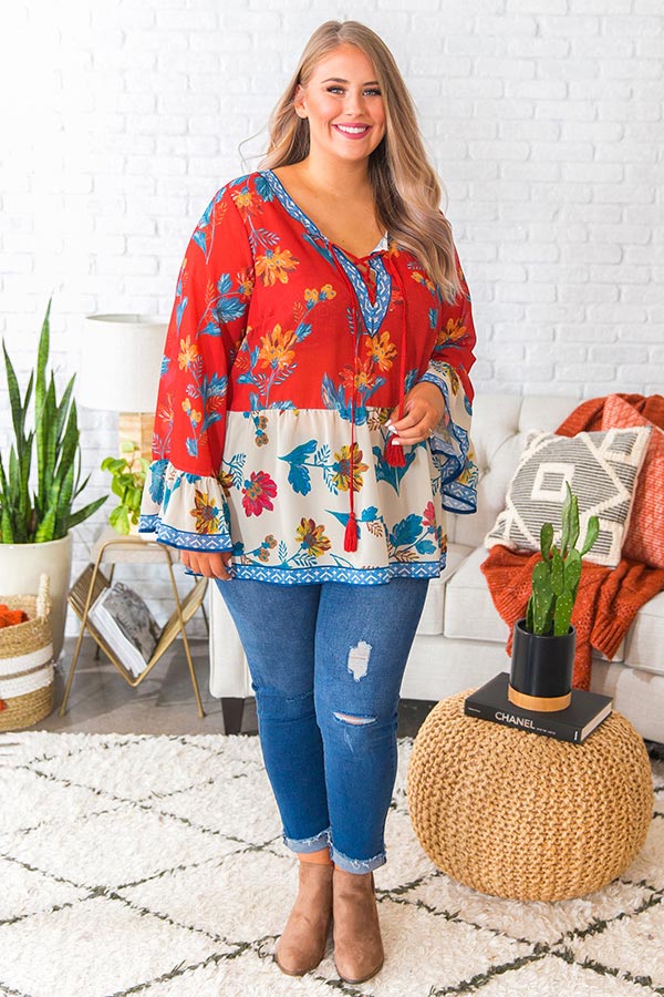 Parisian Sunset Babydoll Top  Curves Image - 2