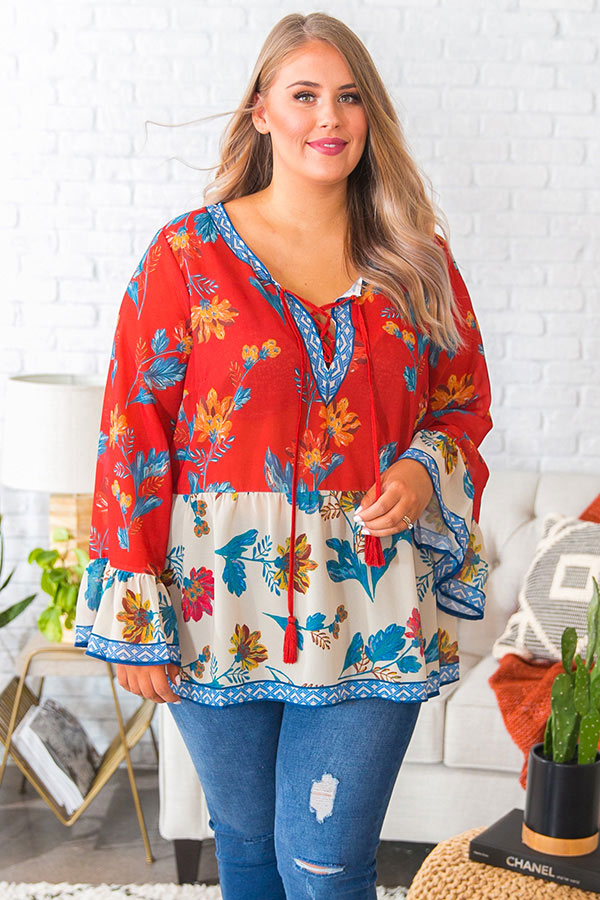 Parisian Sunset Babydoll Top  Curves Image - 1