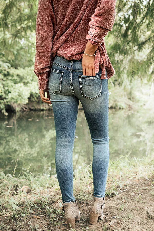 Eunina The Arlo Mid Rise Distressed Skinny Image - 3