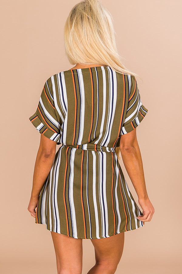 Sunny Side Up Striped Dress In Olive Image - 4