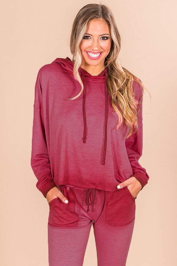 Time To Chill Vintage Wash Hoodie In Sangria Image - 2