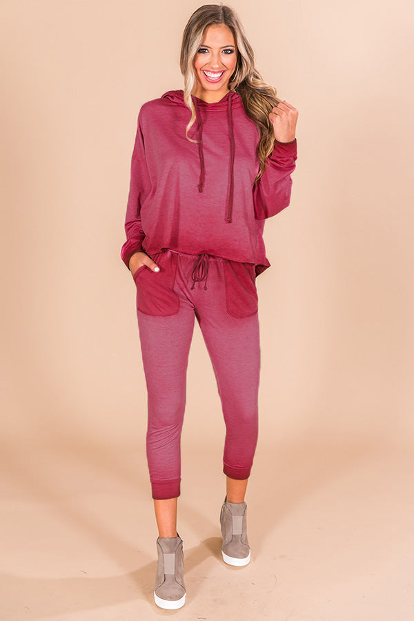 Time To Chill Vintage Wash Hoodie In Sangria Image - 1