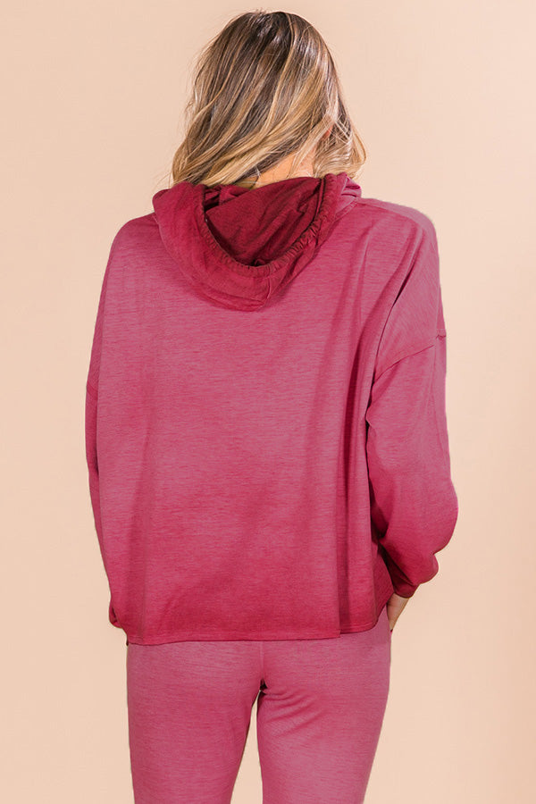 Time To Chill Vintage Wash Hoodie In Sangria Image - 4