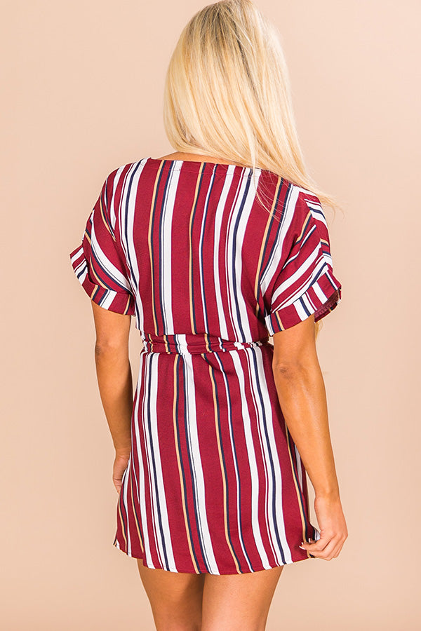 Sunny Side Up Striped Dress In Wine Image - 4