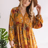 Harvest Happiness Floral Shift Dress in Mustard Image - 1