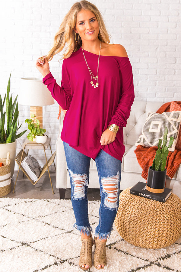 Frost and Kisses Shift Top in Dark Rose Image - 1