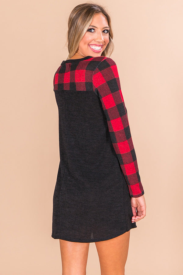 Cider At The Cabin Bufflao Check Shift Dress Image - 4