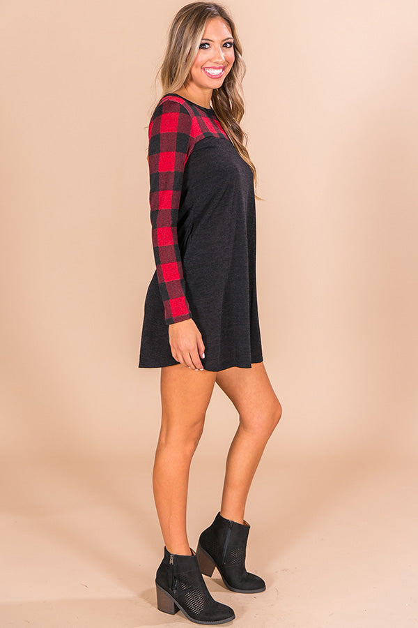 Cider At The Cabin Bufflao Check Shift Dress Image - 3