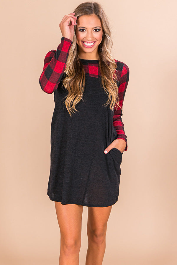 Cider At The Cabin Bufflao Check Shift Dress Image - 2