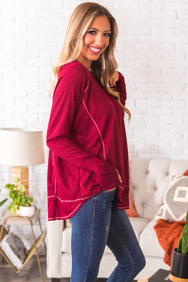 Morning Crisp Waffle Knit Shift Top Image - 3