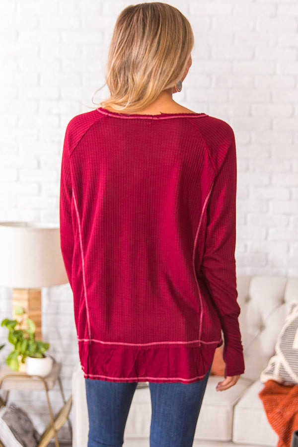 Morning Crisp Waffle Knit Shift Top Image - 4